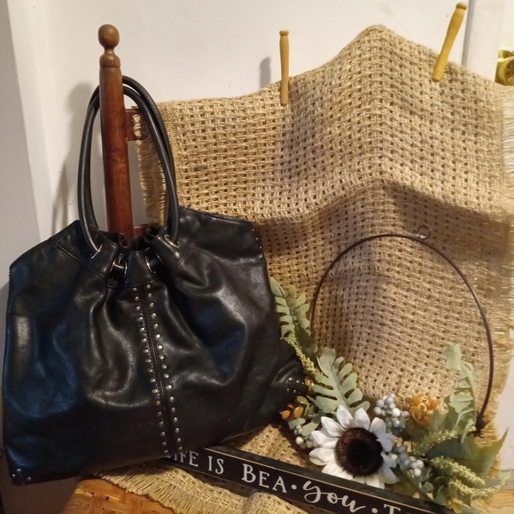 MK BLK LEATHER HOBO BAG W BLK MK LEATHER WALLET **AUTHENTIC** - Picture 8 of 8